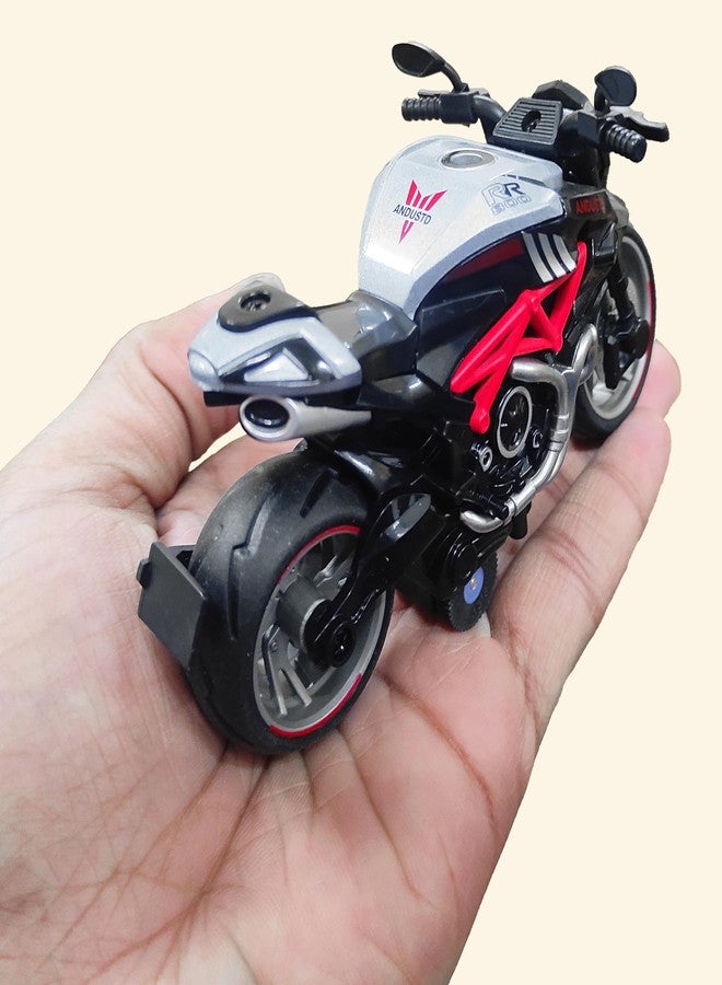 VGRASSP 1:14 Scale Model Pull Back Action Die Cast Superbike Toy Vehicle for Kids - Rubber Tyres, Detailed Exterior Sports Motorcycle Toy - L 12 X B 6 X H 8 CM (Color As Per Stock) (Super Bike) - Image 2